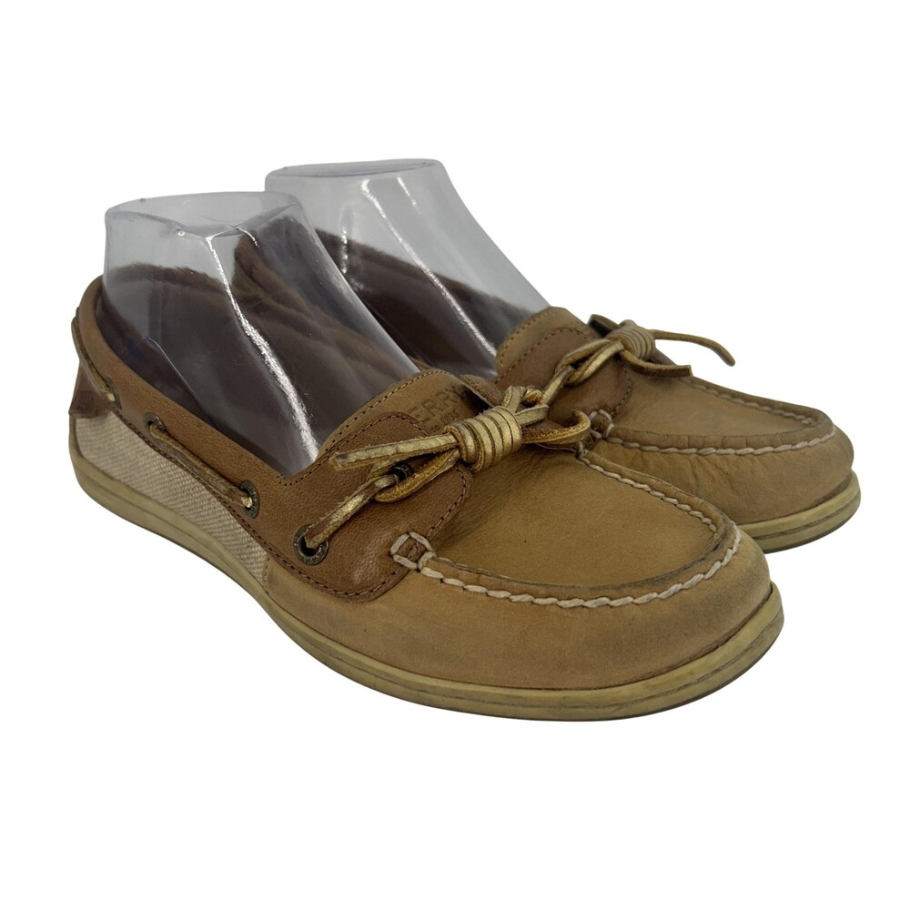 Sperry Top-Sider Shoes Womens Size 7.5M Brown Leather Boat Flats STS97211 Casual